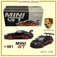 READY STOCK MINI GT #681 PORSCHE 911 GT3 RS BLACK WITH PYRO RED