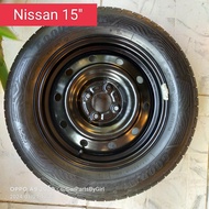 (ราคาต่อวง)ล้ออะไหล่ Nissan #ขอบ15 #ดุม 60.1#4รู100 พร้อมยาง Goodyear 185/65/15 ปี 20 (4220)