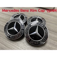 MERCEDES BENZ RIM CAP 75MM COLOR BLACK HITAM / WHEEL CENTER CAPS / TIRE HUB CAP / W211