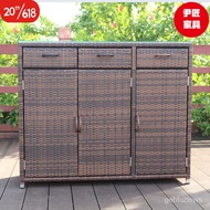 HY-JD Caiti Outdoor Cabinet Rattan Balcony Locker Storage Cabinet Doorway Shoe Cabinet Household Waterproof Sitting Room