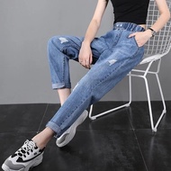 GALA Wardrobe Denim Trousers High Waist Jeans Women Cropped Pants Loose Skinny Fat mm Daddy Spring A