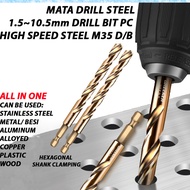 HSS-Co Hexagonal Drill Bit. Mata Drill Besi. Drill Bit Metal. Drill Bit Steel (1.5 ~ 10.5mm) Drill B