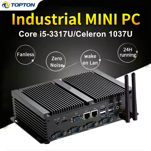 Industrial Fanless Mini PC Intel i5-3317U Celeron 1037U Dual LAN 4RS232 8USB HDMI VGA Windows XP/7/1