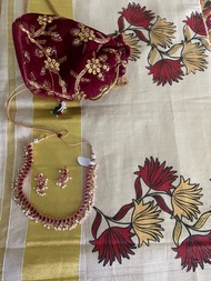 MITR Kerala Saree with matching Jewellery and Polti [READY STOCK]