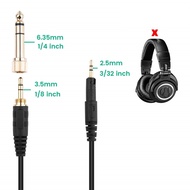 -M50x Replacement Coiled AUX Cord- for  Models M40x, M70x Headphones(1/4" Jack), Adapter 4ft to 10ft