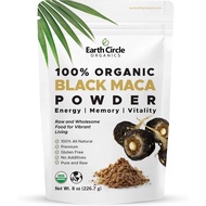 Earth Circle Organics Organic Black Maca Peruvian Root 8oz Powder for Men | Natural Supplement | Ess