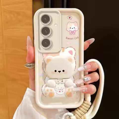 S24 FE Cute cat Sky Eye Bracelet Phone Case For Samsung S24FE S22Plus S22 S21FE S21 S24 S24Ultra S23