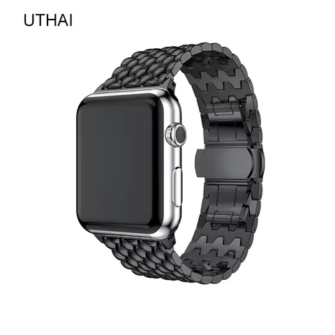 UTHAI Apple Watch Strap Metal Strap 44mm 40mm 45mm 41mm 38mm 42mm Dragon Pattern Metal Strap iWatch 