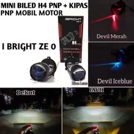 Mini Biled H4 Pnp + Fan & devil IBRIGHT ZE0 GEN2 Super Bright Universal Car Motorcycle ninja vixion 