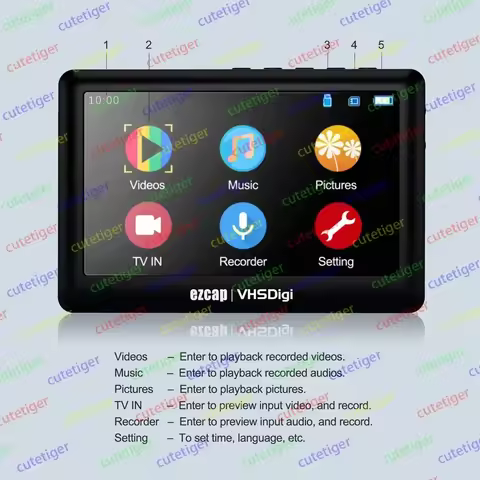 forfor VHS VCR Hi8 Camcorder DVD Player HDMI Loop Ezcap180 VHS Digitizer RCA AV Analog Video Recorde