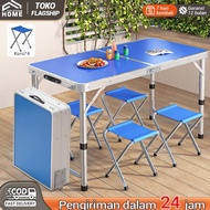 Elegan Home Meja Lipat Koper 4 Kursi, Meja Lipat Meja Koper Aluminium