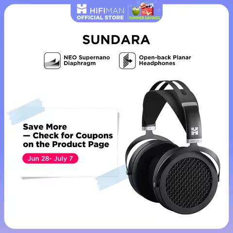 HIFIMAN SUNDARA Over-Ear Full-Size Planar Magnetic Headphones (Black) with High Fidelity Design Meta