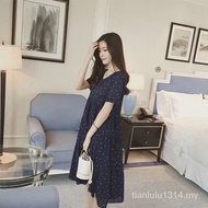New Korean maternity dress plus size pregnant women's clothes pregnancy dress casual short-sleeved V