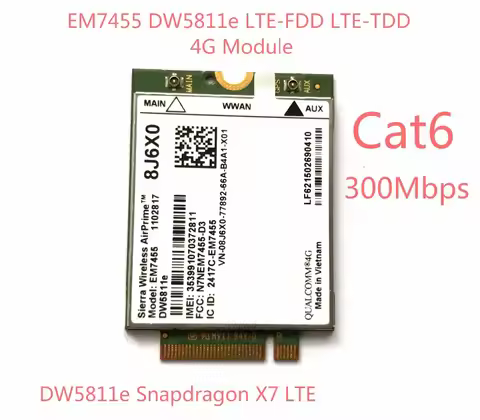 EM7455 DW5811E PN 8J6X0 FDD/TDD LTE CAT6 4G Module 4G Card for E7270 E7470 E7370 E5570 E5470 Precisi