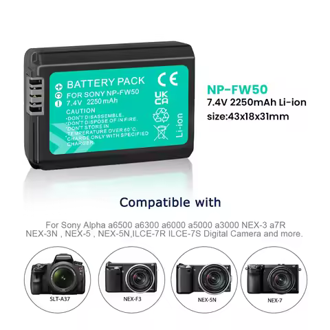 PALO 2250mAh NP-FW50 NPFW50 NP FW50 Battery for Sony Alpha a33,a35,a37,a55, SLT-A33,SLT-A35,SLT-A37,