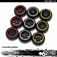 Rubber Tires HW 10.8 mm 2 colors 2 colors 1:64 1 Set (4 tires 2 axes)