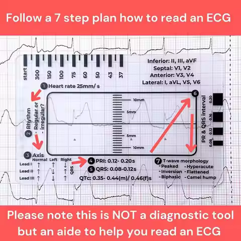 ECG 7 Step Electrocardiogram Measurement Observation Ruler