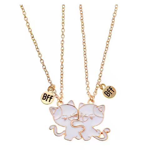 2 Pack Friendship Necklace Set Cats Pendants Necklace Charm Necklaces Friend Neck Jewelry Suitable f