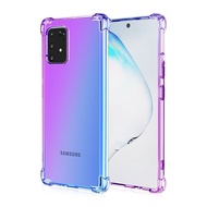 Case Samsung Galaxy S10 Note 10 Lite A71 A51 5G A31 A21 A11 A21S A01 Core Case Double Color Transparent Soft TPU Casing Anti-fall Gradient Mobile Case Phone Cover
