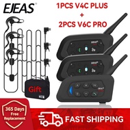QJMBF 2ชิ้น EJEAS V6C PRO + V4C PLUS 3ผู้ใช้ผู้ตัดสินเฮดเซ็ตอินเตอร์คอมดีที่สุดหูฟังบลูทูธดูเพล็กซ์เ