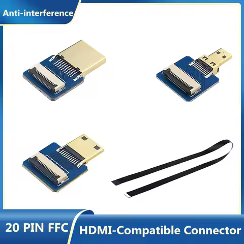 HDMI-Compatible Connector Flexible Cable for Raspberry Pi 4 Mini HDMI Micro HDMI FPV 20 PIN FFC HDMI