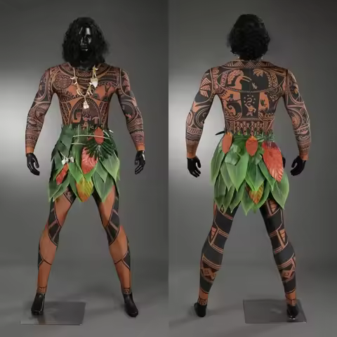 Disguise Maui Cosplay Costume ManTop Pants Leaf Skirt Outfit Male Halloween Costumes Full Set and In