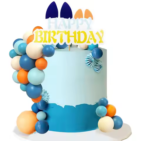 Balls Cake Toppers Blue Orange Birthday Cake Decorations for Baby Shower Birthday Cake Decorating (b