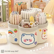 [GIVE STICKER] 360 rotating desk pen holder, 6-compartment flower-shaped desk pen tray - AZ STORE