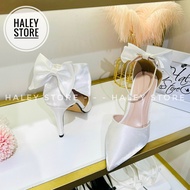 Giày min nơ hậu HALEY STORE cao gót nữ 7cm/9cm bít mũi nhọn quai tiểu thư công chúa cô dâu đi tiệc