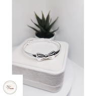 SILVERA S999 solid Sterling Silver Ribbon / Bow Bangle Feminine cutesy women silver bangle BG1426