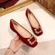 Pointed Flat Shoes  New All-match Plus Size Boat Shoes Wedding Shoes soft-soled Shoes Rhinestone Pansy Shoes