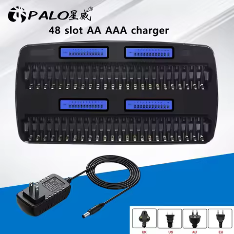 PALO 12/14/16/24/48 slots Fast Smart Intelligent charger AA AAA battery charger for 1.2V AA AAA NiMH