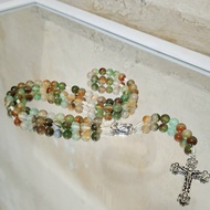 77x Our Father Rosary Necklace from Peacock Agate Natural Stone