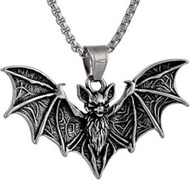 Gothic Bat Pendant Necklace, Stainless Steel Vampire Bat Jewelry, Halloween Gothic Men's Accessories