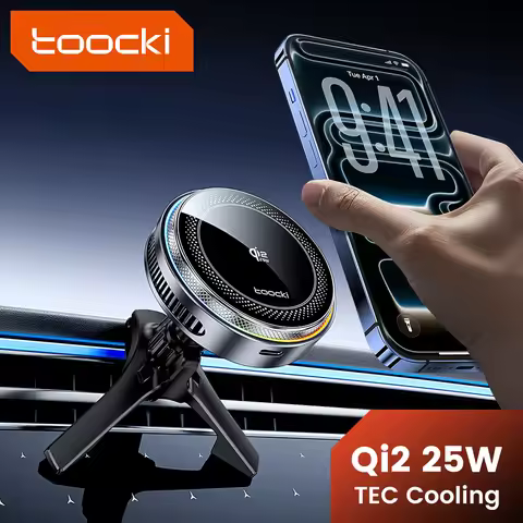 Toocki Qi2.2 25W Wireless Charger Magnetic Car Phone Holder TEC Cooling for iPhone 17 16 15 Samsung 