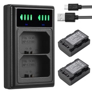 NP-FZ100 Battery Charger with LED Indicators + 2pcs NP-FZ100 Batteries 7.2V 2280mAh with USB Chargin