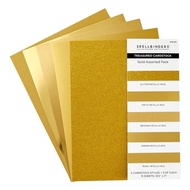 Spellbinders Gold Assortment] 15 Sheets ・ Five Metal Textures