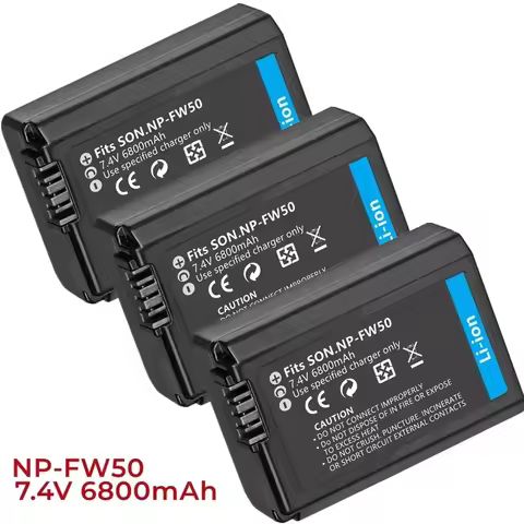 6800mAh NP-FW50 Camera Battery Set Compatible With Sony AlphaA6000,A6500,A6300,A6400,A7,A7II,A7RII,A