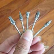 mũi mài khắc phay gỗ nhựa mài kim loại mũi hợp kim vonfram chân 3ly đầu 6mm(3x6mm) tặng 3 mũi đá châ