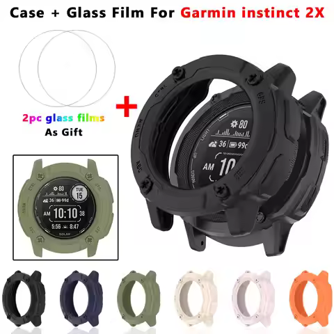 For Garmin Instinct 2X Case Smart Watch TPU Cover Soft Protective Bumper Screen Protector Tempered G