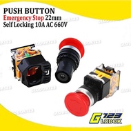 TOMBOL Push Button Emergency Stop Self Locking Switch 22 mm Emergency Button
