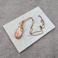 230605 wire wrapping 粉紅鈣沸石 銅線 繞線 吊墮