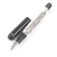 品相極佳的 OMAS Vintage SV925 18K 金 M 尖醫生鋼筆，2000 年 75 週年紀念版，限量 1500 支（0130/1500），銀色和黑色。男士款。