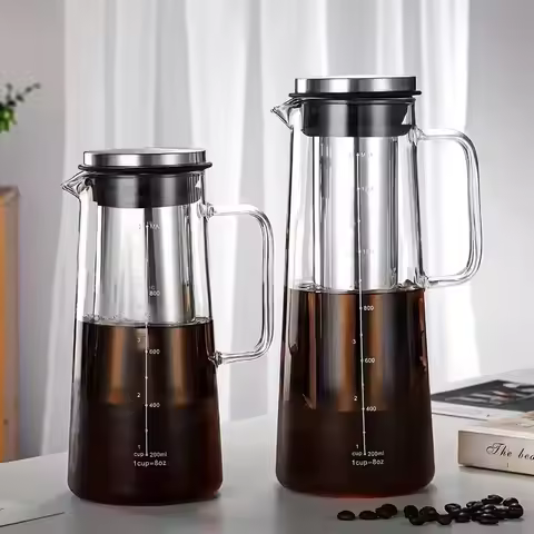 Glass Cold Brew Coffee Maker Pot with Removable Stainless Steel Filter for Iced Coffee Cold Brew Tea