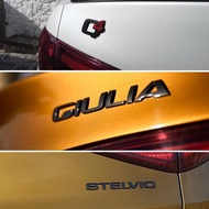 Black Q4 GIULIA STELVIO Letter Emblem Car Stickers For Alfa Romeo Giulia Stelvio Exterior Decoration