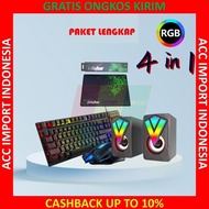 Keyboard Mouse Speaker Package Mousepad Gaming Pc Laptop Rgb Wired Led