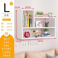 【TikTok】Lifting Book Shelf Wall Shelf Punch-Free Wall-Mounted Partition Wall Decoration Simple Bedroom Bedside Storage C