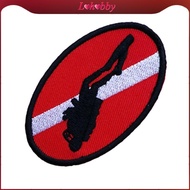 [Lohobby] Scuba Diving Diver Oval Flippers Flag Iron On Patch for Backpack Scrapbook Red x 4.5cm