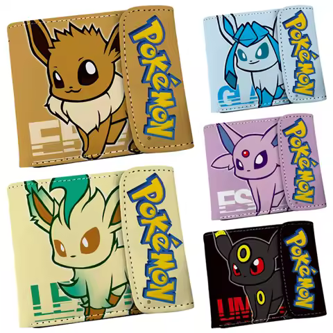 Eevee Coin Purse Fashion Men Women Pu Leather Short Wallet Storage Bag Student Wallets ID Card Holde