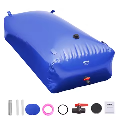 VEVOR 1000L/264 Gallon Water Storage Bladder RV Water Tank 1000D Blue PVC Collapsible Water Storage 